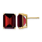 14k 12x10mm Emerald-cut Garnet Stud Post Earrings