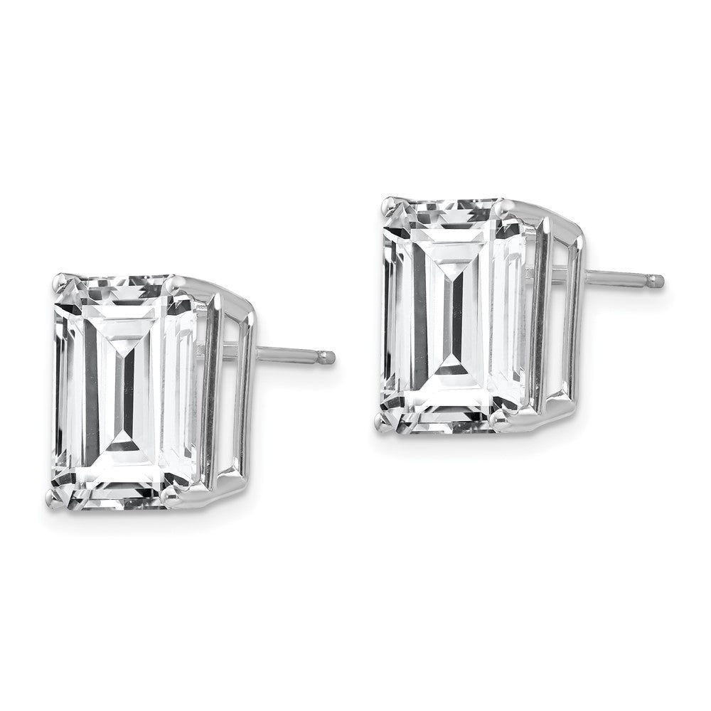 14k White Gold 12x10mm Emerald-Cut Cubic Zirconia Stud Post Earrings