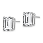 14k White Gold 12x10mm Emerald-Cut Cubic Zirconia Stud Post Earrings