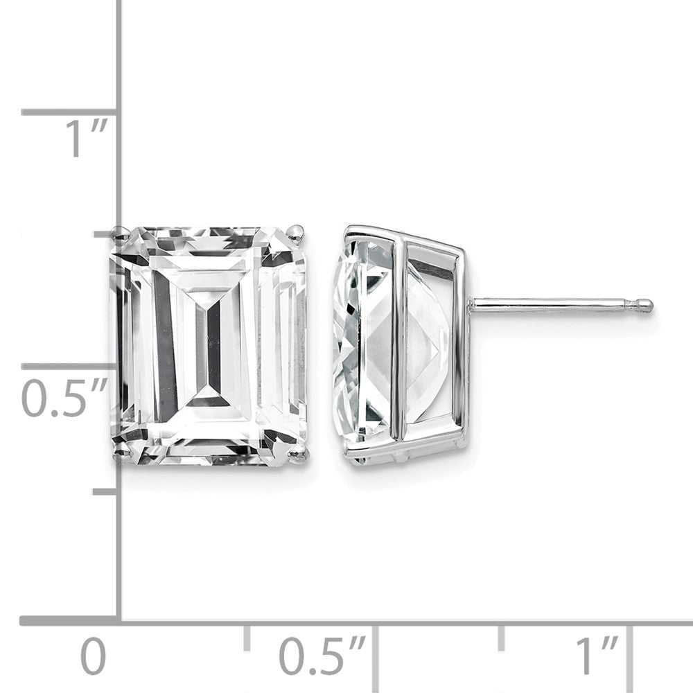 14k White Gold 12x10mm Emerald-Cut Cubic Zirconia Stud Post Earrings