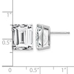 14k White Gold 12x10mm Emerald-Cut Cubic Zirconia Stud Post Earrings