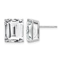 14k White Gold 12x10mm Emerald-Cut Cubic Zirconia Stud Post Earrings