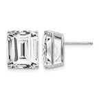 14k White Gold 12x10mm Emerald-Cut Cubic Zirconia Stud Post Earrings