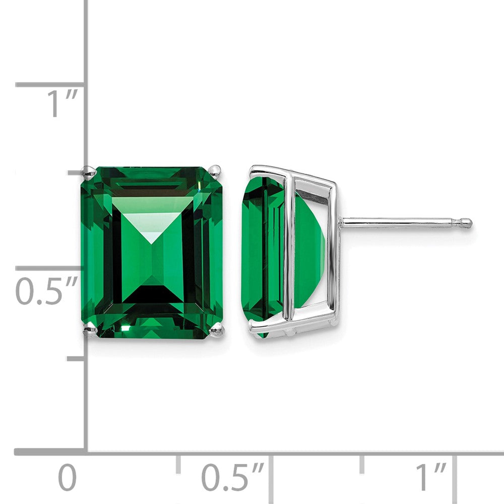 14k White Gold 12x10mm Emerald-cut Mount St. Helens Stud Post Earrings