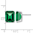 14k White Gold 12x10mm Emerald-cut Mount St. Helens Stud Post Earrings