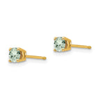 14k 4mm Round Green Quartz Post Earrings