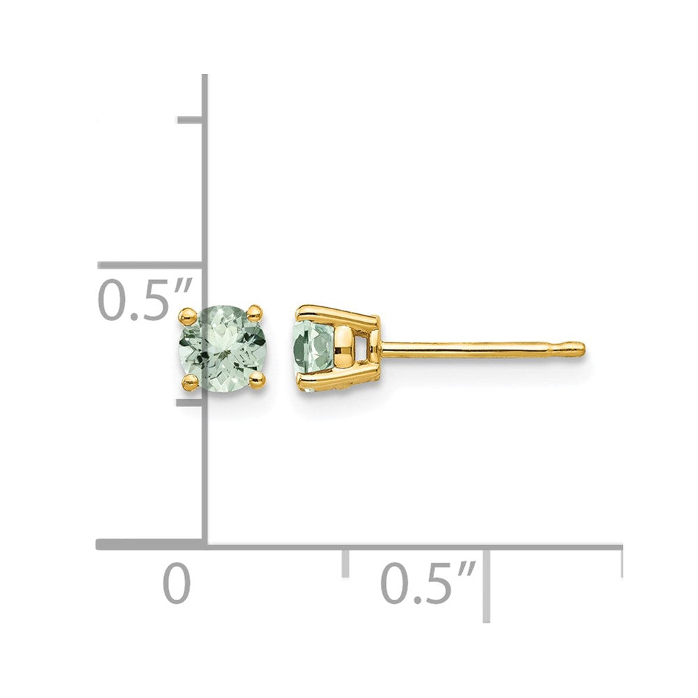 14k 4mm Round Green Quartz Post Earrings