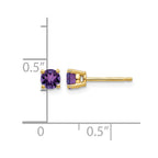 14k 4mm Round Amethyst Post Earrings