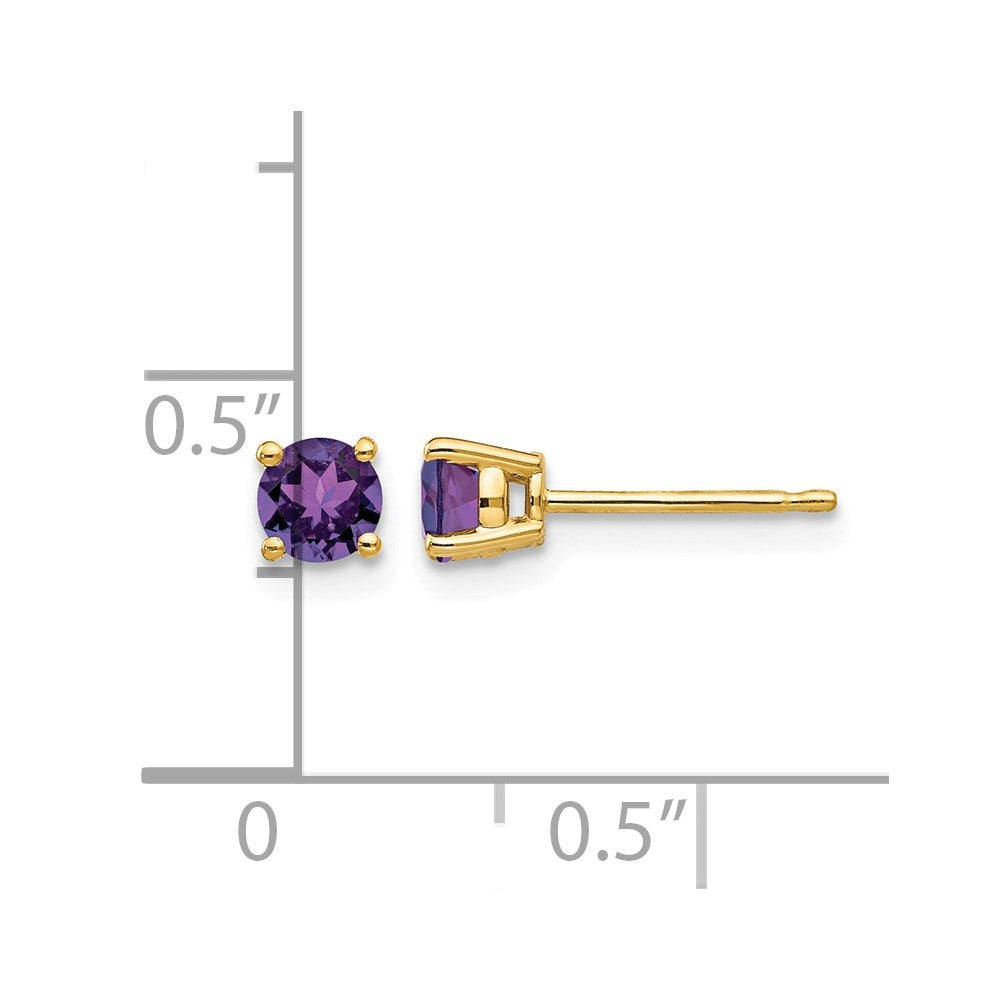 14k 4mm Round Amethyst Post Earrings