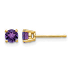 14k 4mm Round Amethyst Post Earrings