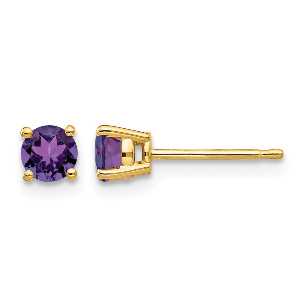 14k 4mm Round Amethyst Post Earrings