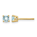 14k 4mm Round Aquamarine Post Earrings