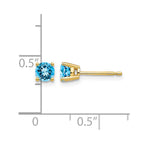 14k 4mm Round Blue Topaz Post Earrings