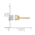 14k 4mm Round Cubic Zirconia Post Earrings