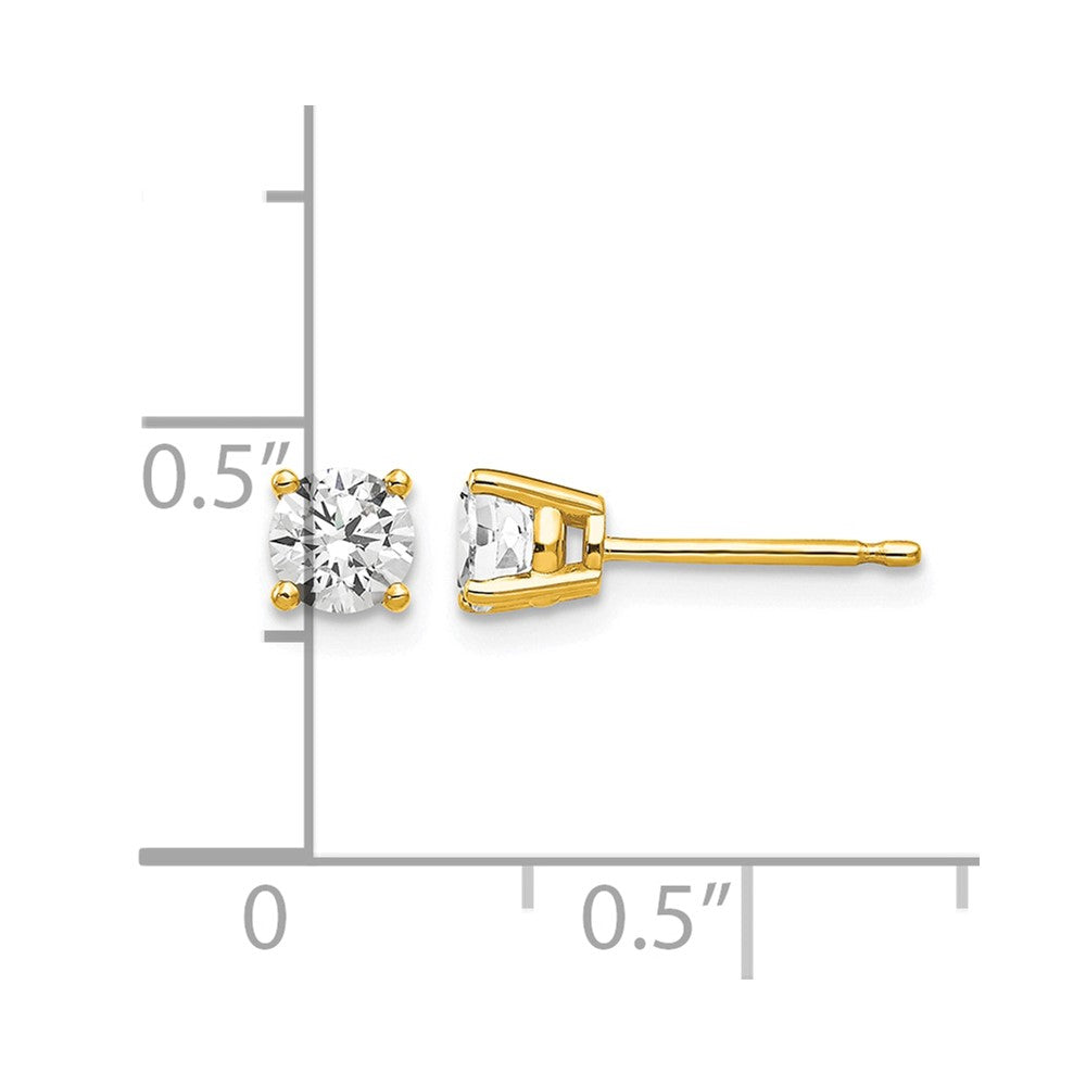 14k 4mm Round Cubic Zirconia Post Earrings