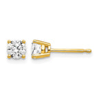 14k 4mm Round Cubic Zirconia Post Earrings