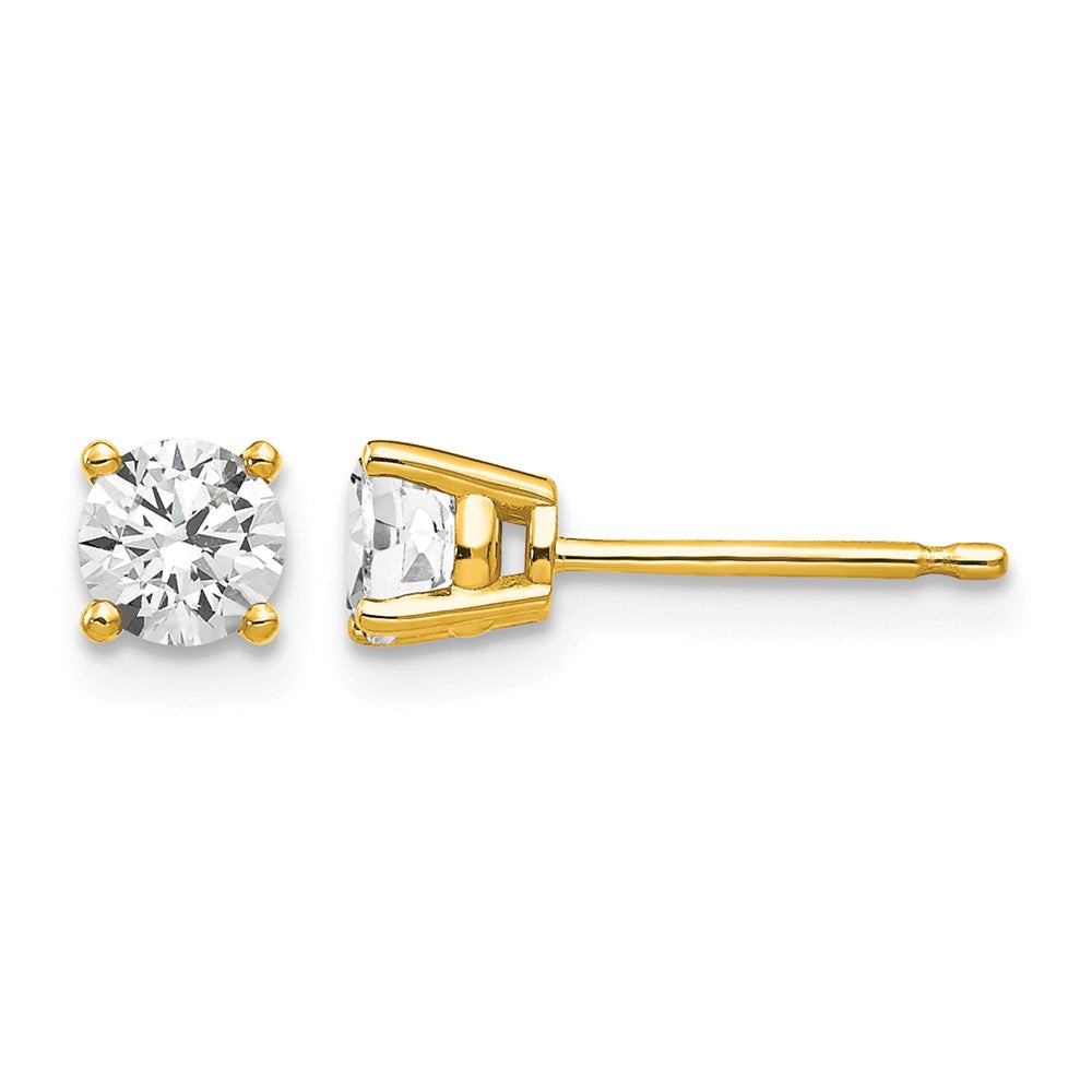 14k 4mm Round Cubic Zirconia Post Earrings