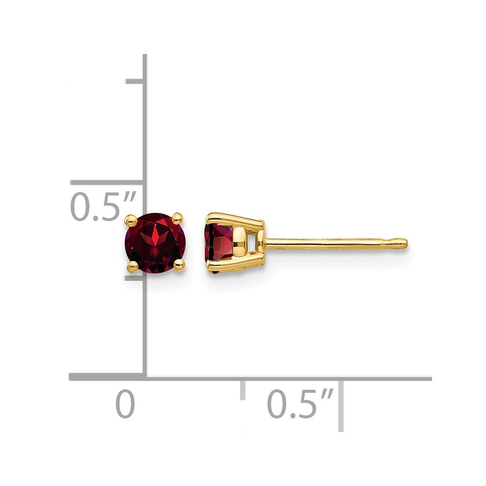 14k 4mm Round Garnet Post Earrings