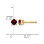 14k 4mm Round Garnet Post Earrings