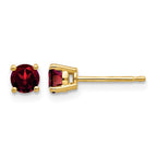14k 4mm Round Garnet Post Earrings