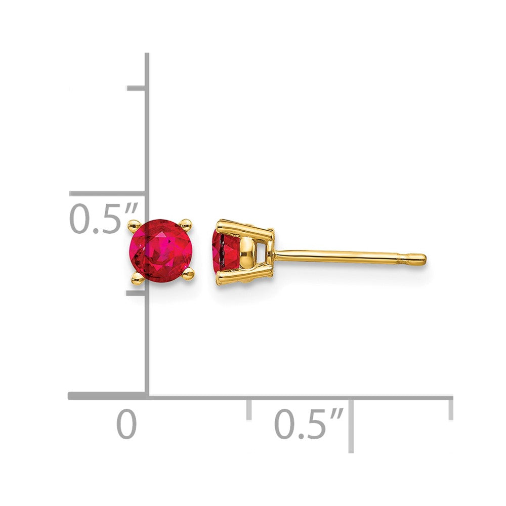14k 4mm Round Ruby Post Earrings