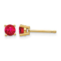 14k 4mm Round Ruby Post Earrings