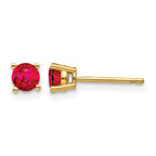 14k 4mm Round Ruby Post Earrings