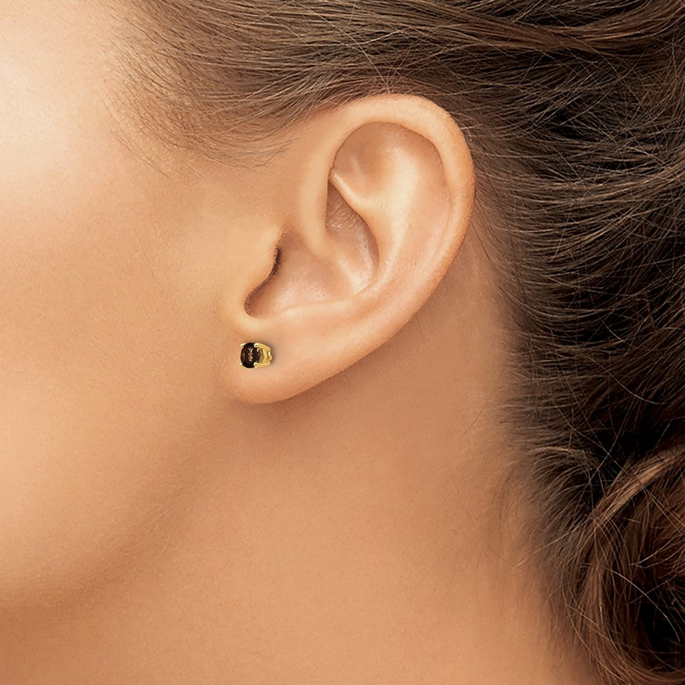 14k 4mm Round Smoky Quartz Post Earrings