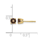 14k 4mm Round Smoky Quartz Post Earrings