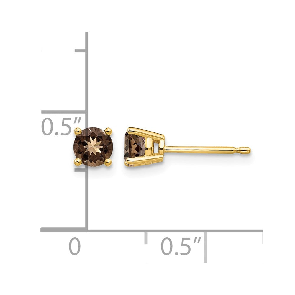 14k 4mm Round Smoky Quartz Post Earrings