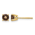 14k 4mm Round Smoky Quartz Post Earrings