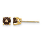 14k 4mm Round Smoky Quartz Post Earrings