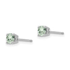 14k White Gold 4mm Round Green Quartz Post Earrings