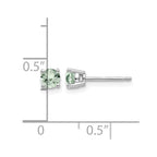 14k White Gold 4mm Round Green Quartz Post Earrings