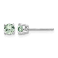 14k White Gold 4mm Round Green Quartz Post Earrings