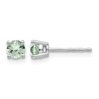 14k White Gold 4mm Round Green Quartz Post Earrings