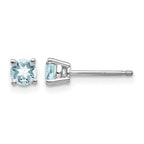 14k White Gold 4mm Round Aquamarine Post Earrings
