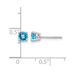 14k White Gold 4mm Round Blue Topaz Post Earrings