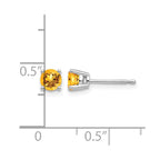 14k White Gold 4mm Round Citrine Post Earrings