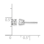 14k White Gold 4mm Round Cubic Zirconia Post Earrings