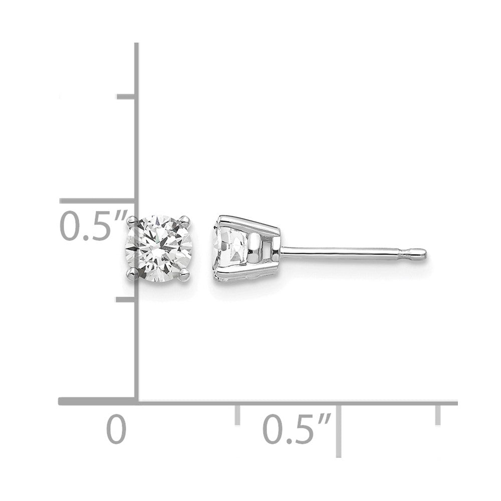 14k White Gold 4mm Round Cubic Zirconia Post Earrings