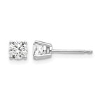 14k White Gold 4mm Round Cubic Zirconia Post Earrings