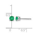 14k White Gold 4mm Round Emerald Post Earrings