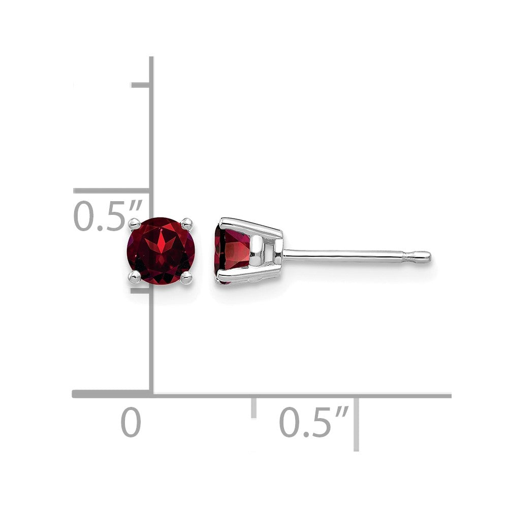 14k White Gold 4mm Round Garnet Post Earrings
