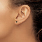 14k White Gold 4mm Round Green Tourmaline Post Earrings