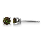 14k White Gold 4mm Round Green Tourmaline Post Earrings