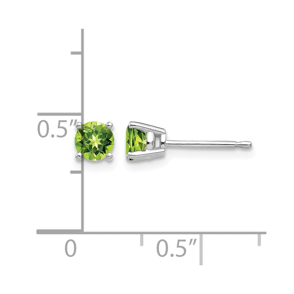 14k White Gold 4mm Round Peridot Post Earrings