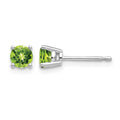 14k White Gold 4mm Round Peridot Post Earrings