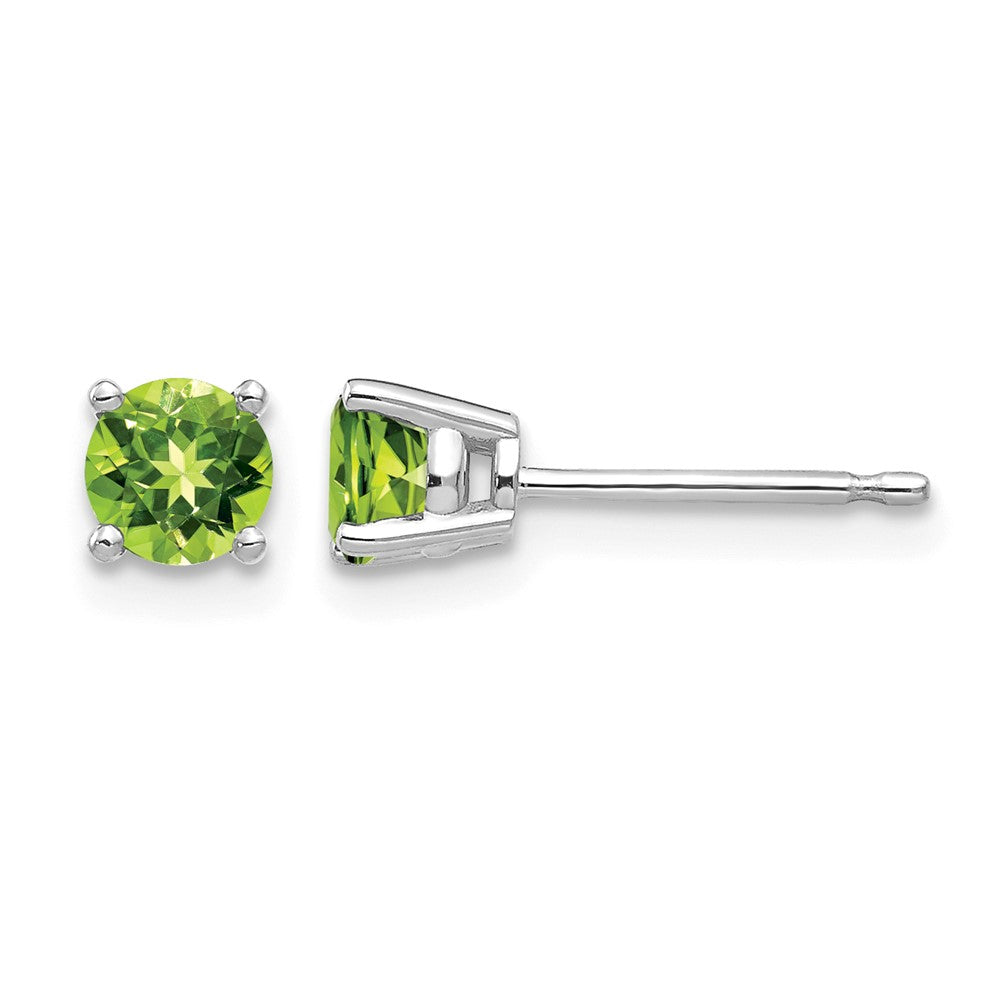 14k White Gold 4mm Round Peridot Post Earrings