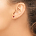 14k White Gold 4mm Round Ruby Post Earrings